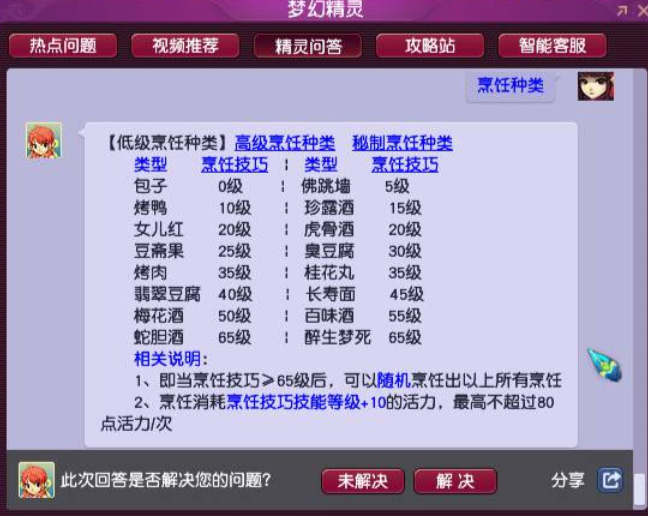 梦幻西游高级烹饪要什么材料